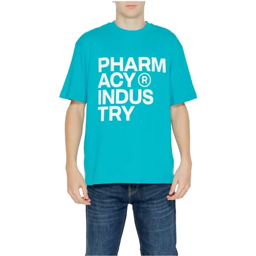 Türkis Print Herren T-shirt , Herren, Größe: S - Pharmacy Industry - Modalova