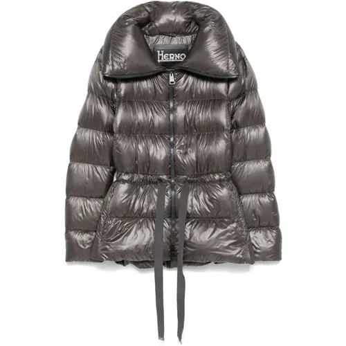 Grey Quilted Padded Coat , female, Sizes: S, M, L, XS - Herno - Modalova