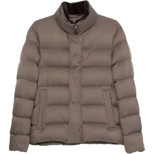 Winter Jackets, male, , Size: M Quilted Coat with Stand Collar - Herno - Modalova