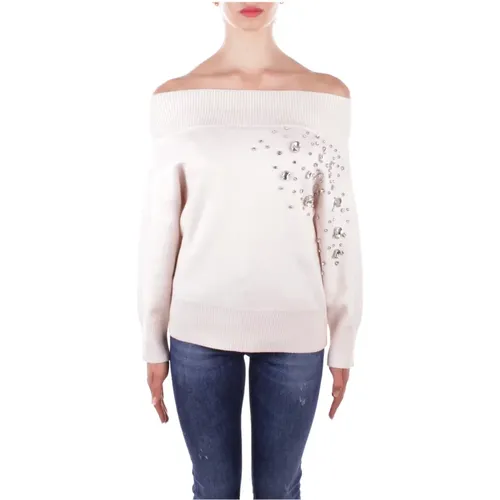 Strass-Strickcreme-Pullover , Damen, Größe: S - H2O - Modalova