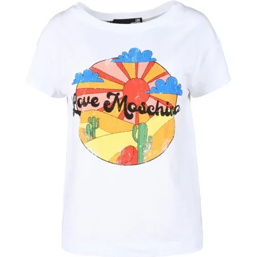 T-Shirts, female, , Size: M Cotton Spandex T-shirt - Love Moschino - Modalova