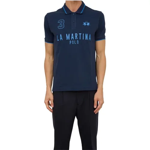 Stretch Piquet Polo Shirt Blau , Herren, Größe: L - LA MARTINA - Modalova