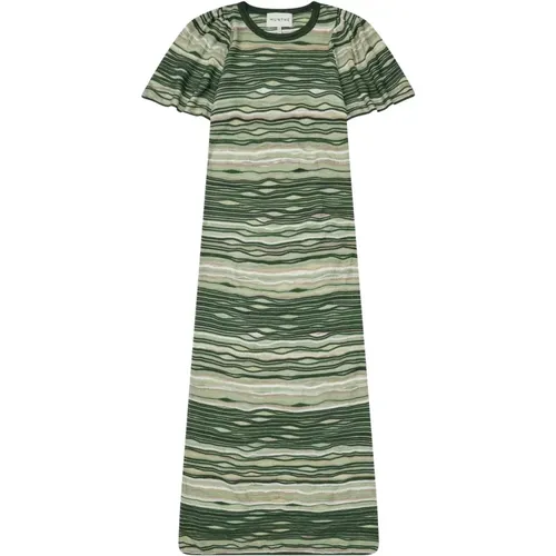 Green Knit Dress with Short Sleeves , female, Sizes: XS - Munthe - Modalova