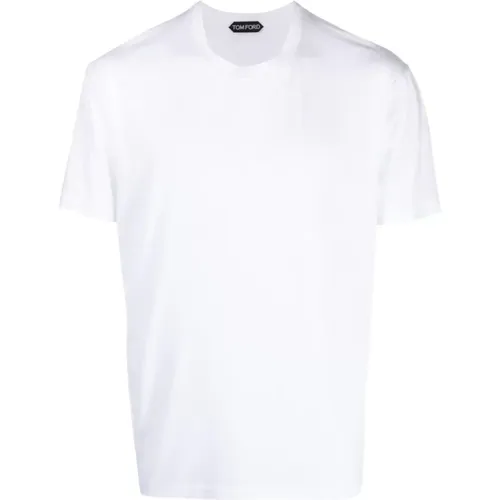 Weißes Rundhals Kurzarm T-Shirt , Herren, Größe: M - Tom Ford - Modalova