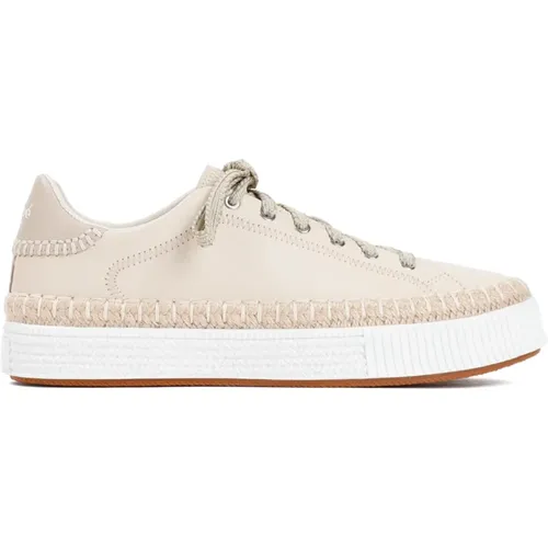 Pearl Leather Sneakers , female, Sizes: 3 UK - Chloé - Modalova