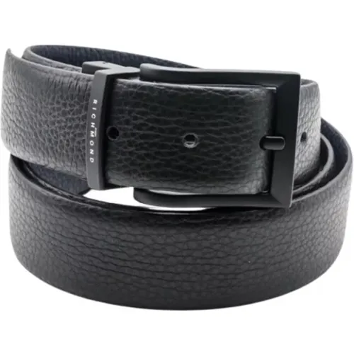 Reversible Leather Belt Hammered Texture , male, Sizes: 100 CM, 110 CM, 115 CM - John Richmond - Modalova