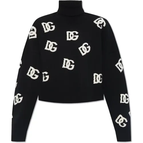 Monogrammiertes Woll-Turtleneck-Sweatshirt - Dolce & Gabbana - Modalova