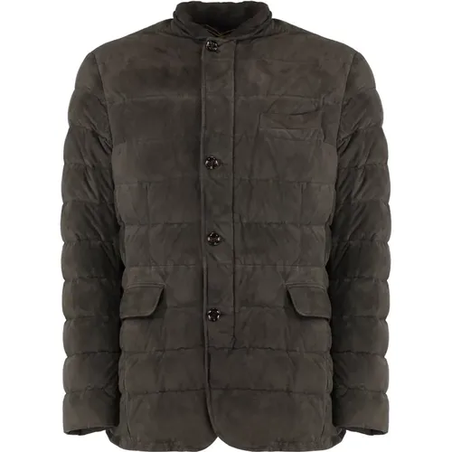 Down Jackets, male, , Size: 4XL Suede Down Jacket with Pockets - Moorer - Modalova