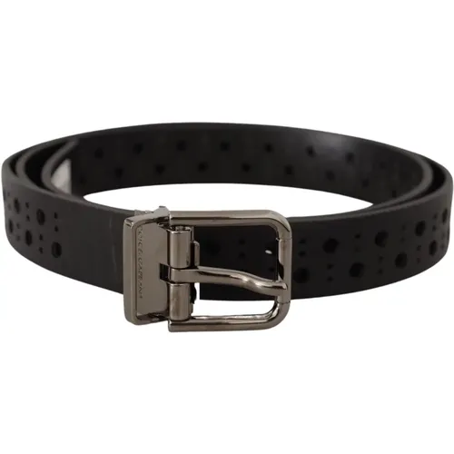 Belts, male, , Size: 90 CM Perforated Metal Buckle Belt - Dolce & Gabbana - Modalova