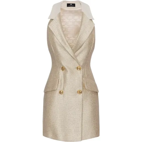 Sleeveless tweed coat dress with lúrex , female, Sizes: M - Elisabetta Franchi - Modalova