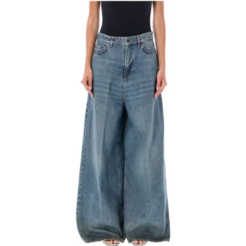 High-Waisted Wide-Leg Ölblaue Jeans , Damen, Größe: W26 - Haikure - Modalova