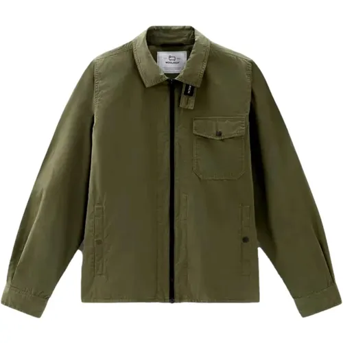 Lake Olive Gabardine Overshirt , Herren, Größe: L - Woolrich - Modalova