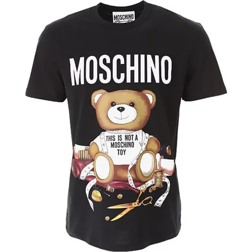 T-Shirts, male, , Size: M Short Sleeve T-Shirt with Bear Print - Moschino - Modalova