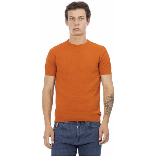 Trendiger Oranger Baumwollpullover für Männer , Herren, Größe: 2XL - Baldinini - Modalova