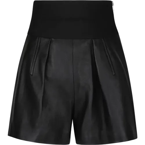 Leather Shorts with Pleat Detailing , female, Sizes: XS - alexander wang - Modalova