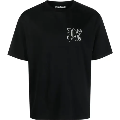 Monogram Regular T-Shirt , male, Sizes: XL, L, M - Palm Angels - Modalova