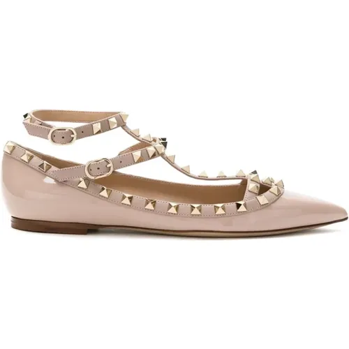 Ballerinas, female, , Size: 6 1/2 US Leather Studded Ballet Flats - Valentino Garavani - Modalova