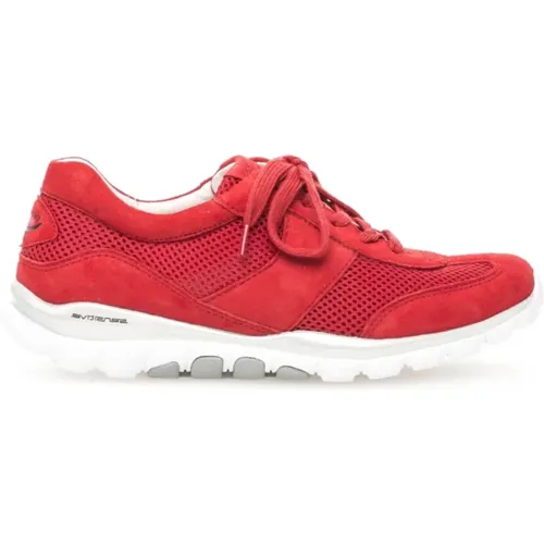Rote Textil-Sneaker , Damen, Größe: 44 EU - Gabor - Modalova