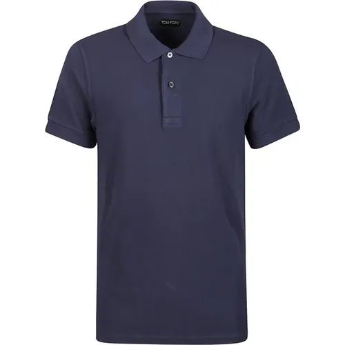 Polo Shirts, male, , Size: S Navy Tennis Piquet Polo Shirt - Tom Ford - Modalova