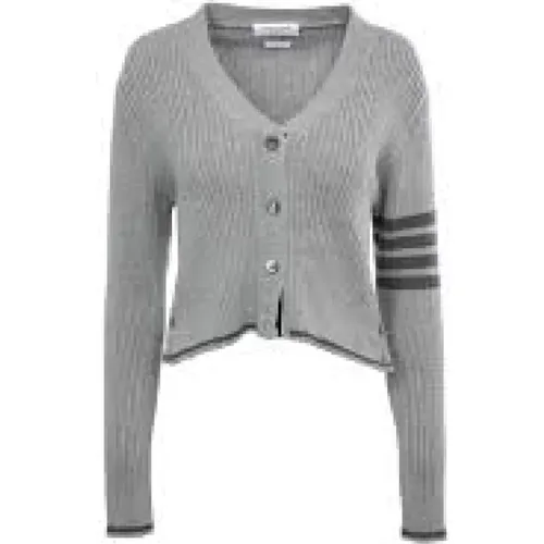 Cardigans, female, , Size: XS Stylish Knit Cardigan Sweater - Thom Browne - Modalova