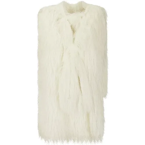 Fringe Fur Top with Bow , female, Sizes: L - Sacai - Modalova