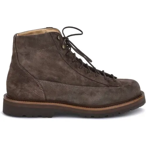 Lace-up Boots, male, , Size: 10 1/2 US Suede Ankle Boots Mountain Style - BRUNELLO CUCINELLI - Modalova