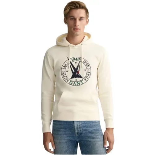 Hoodies, male, , Size: S Marine-inspired Adjustable Hooded Sweatshirt - Gant - Modalova