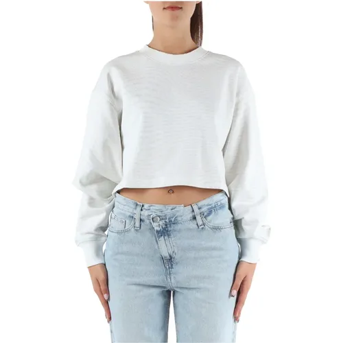 Cropped Baumwollpullover , Damen, Größe: S - Calvin Klein Jeans - Modalova