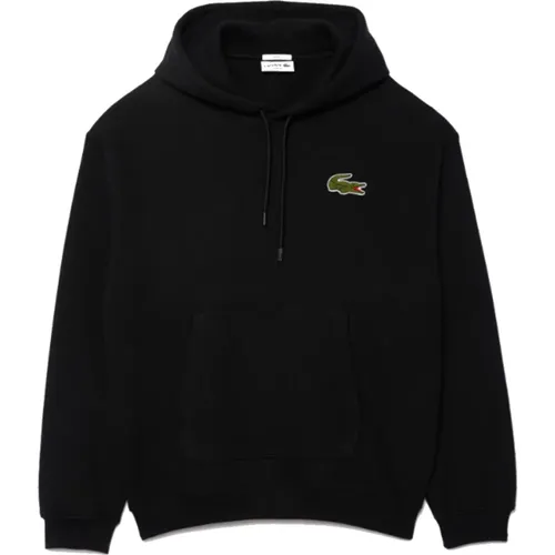 Kapuzenpullover Loose Fit Schwarz , Herren, Größe: L - Lacoste - Modalova