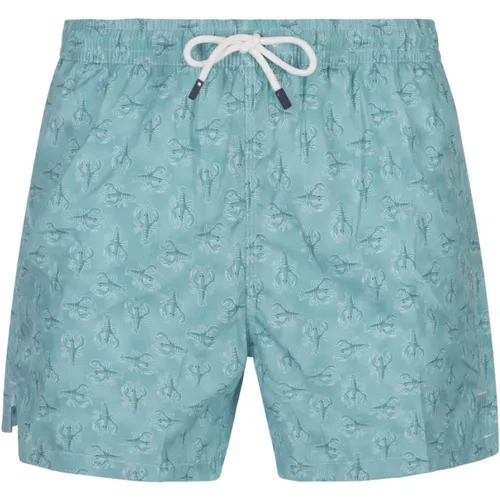 Green Lobster Swim Shorts , male, Sizes: 2XL - Fedeli - Modalova