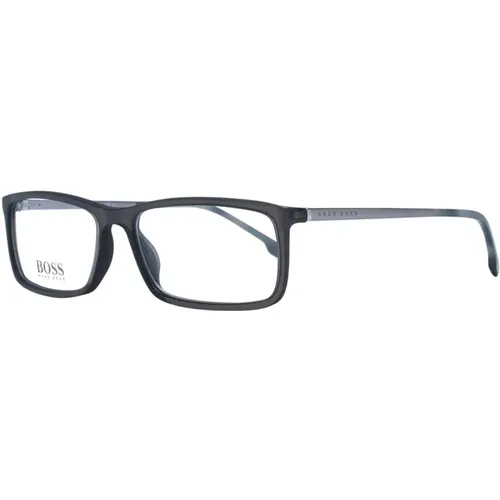 Glasses, male, , Size: ONE SIZE Men's Grey Rectangle Optical Frames - Hugo Boss - Modalova