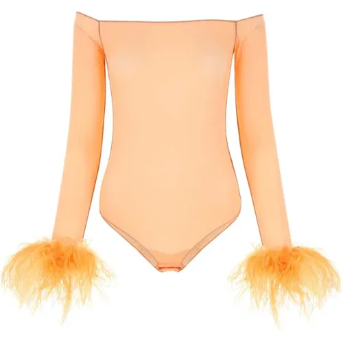 Body, female, , Size: S Peach Mesh Bodysuit - Oseree - Modalova