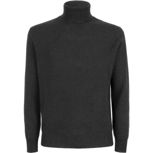 Turtlenecks, male, , Size: 2XL Grey Wool Cashmere Turtle Neck Sweater - Kangra - Modalova