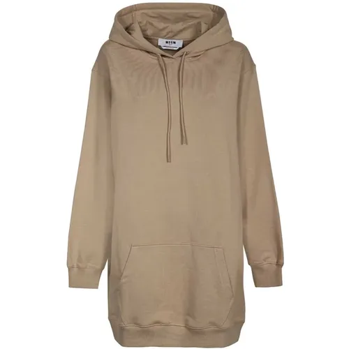 Baumwoll-Hoodie mit gerippten Bündchen , Damen, Größe: M - MSGM - Modalova