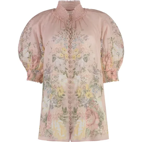 Blumige Bluse mit Puffärmeln - Zimmermann - Modalova