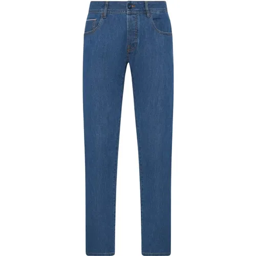 Moderne Slim-Fit Denim Jeans , Herren, Größe: W34 - Kiton - Modalova