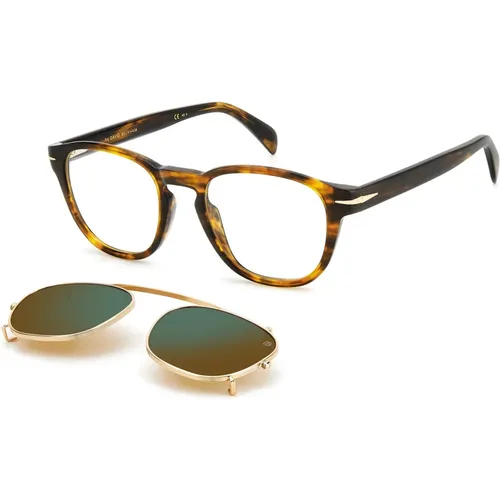 Rote Havana Sonnenbrille mit Klapp-Clip , Herren, Größe: 50 MM - Eyewear by David Beckham - Modalova