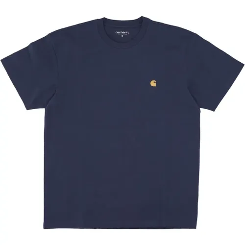 Herren Chase T-Shirt - Blau/Gold , Herren, Größe: L - Carhartt WIP - Modalova