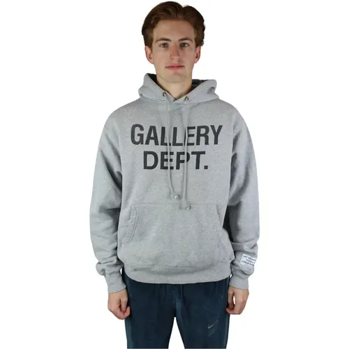 Hoodies, male, , Size: XL Center Logo Hoodie Heather Grey - Gallery Dept. - Modalova