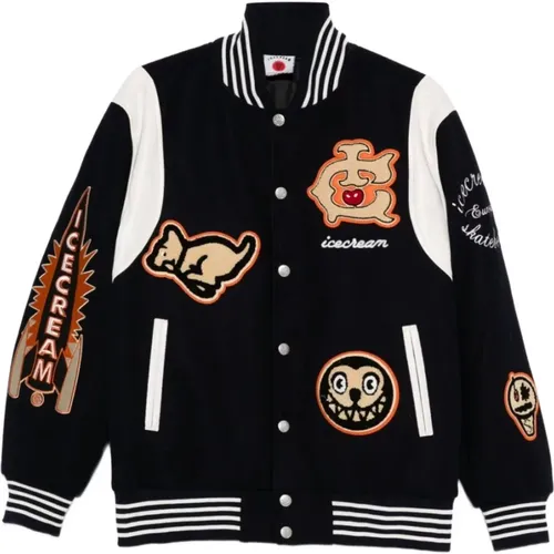 Bomber Jackets, male, , Size: M Blue Patch Coats - Icecream - Modalova