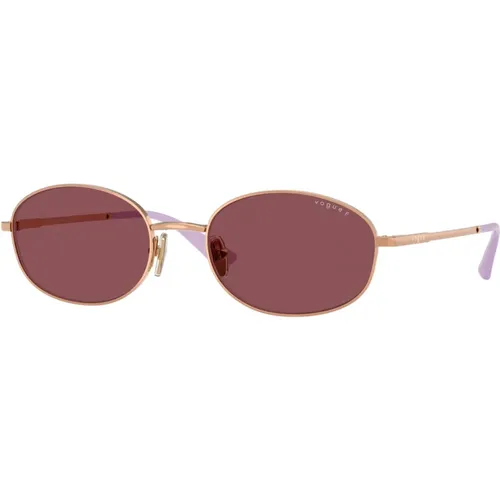 Bold Oval Metal Sunglasses Purple Polarized , unisex, Sizes: 56 MM - Vogue - Modalova