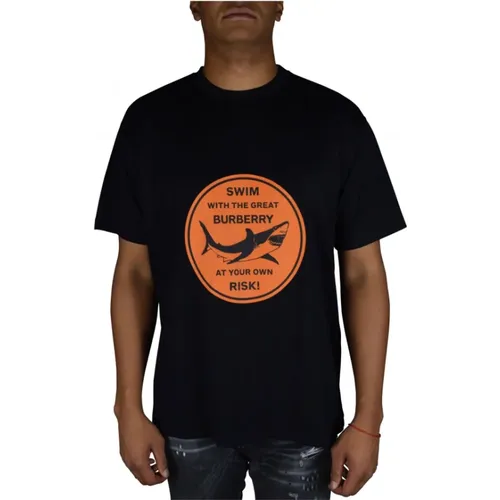 Schwarzes Shark Logo T-Shirt , Herren, Größe: M - Burberry - Modalova