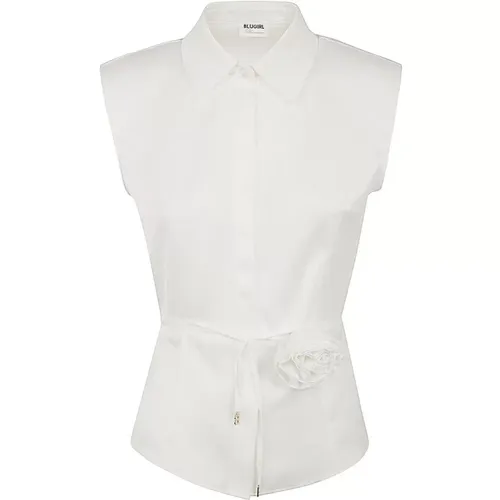 Ivory Damenhemd,Satinkleid ohne Ärmel in Weiß - Blugirl - Modalova