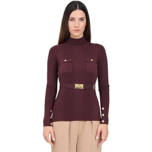 Bordeaux Rollkragenpullover , Damen, Größe: XL - Elisabetta Franchi - Modalova