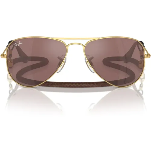 Junior Aviator Metal Sunglasses Gold Brown , unisex, Sizes: 52 MM - Ray-Ban - Modalova