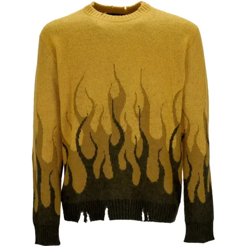 Flames Oversize Crew Neck Sweater , male, Sizes: M, L, S, XL - Vision OF Super - Modalova