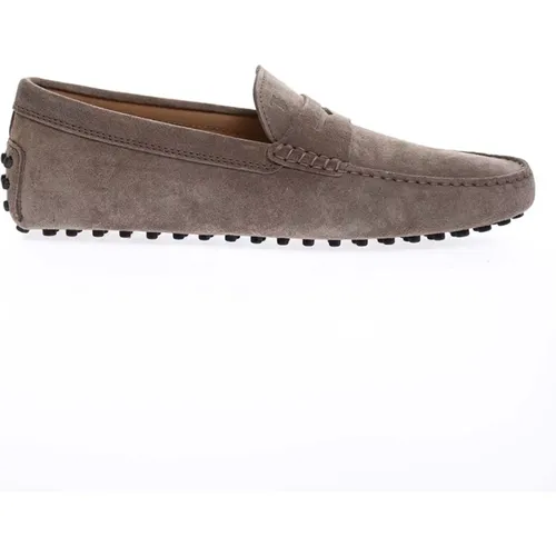 Taupe Leder Crust Mokins mit dekorativem Bein - TOD'S - Modalova