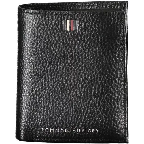 Schwarzes Leder Bifold Geldbörse mit Logo - Tommy Hilfiger - Modalova