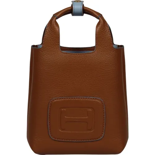 Hammered Leather Mini Shopping Bag , female, Sizes: ONE SIZE - Hogan - Modalova