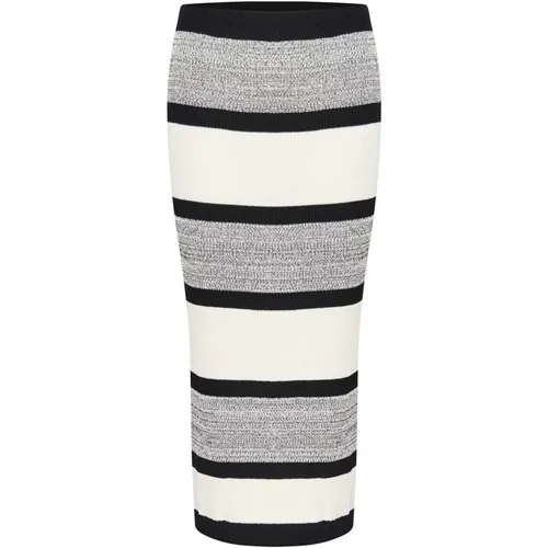 Striped Knit Skirt Black, White And Melange , female, Sizes: M, S, L - Soaked in Luxury - Modalova